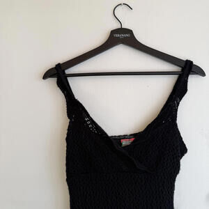 Black Crochet Knit Dress